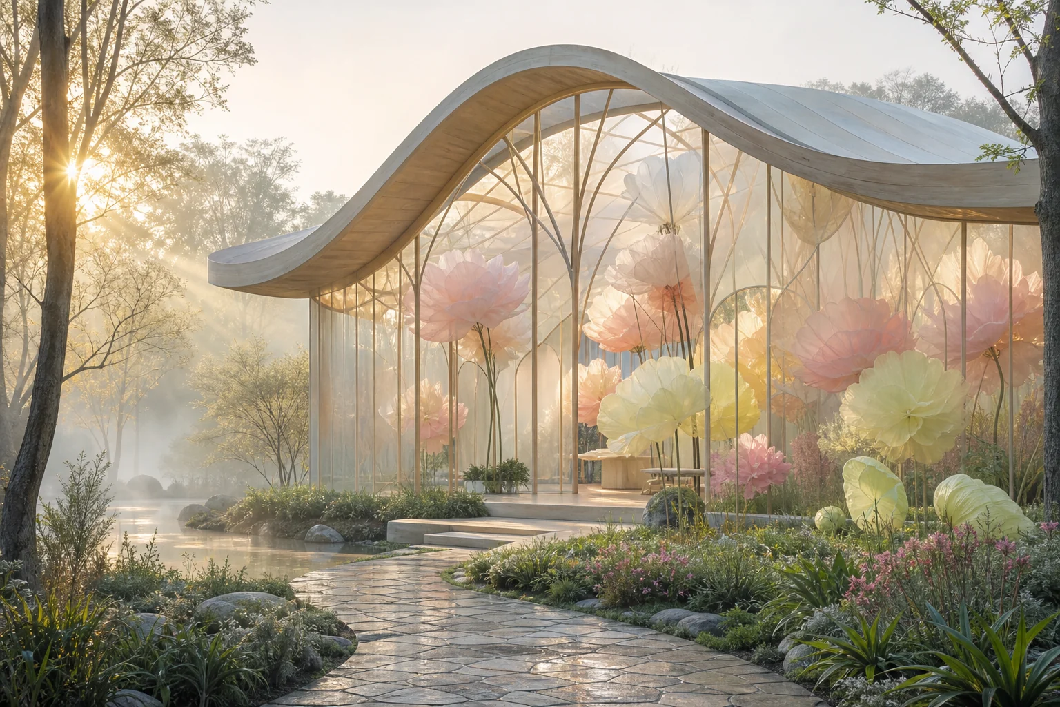 Paper flower pavilion